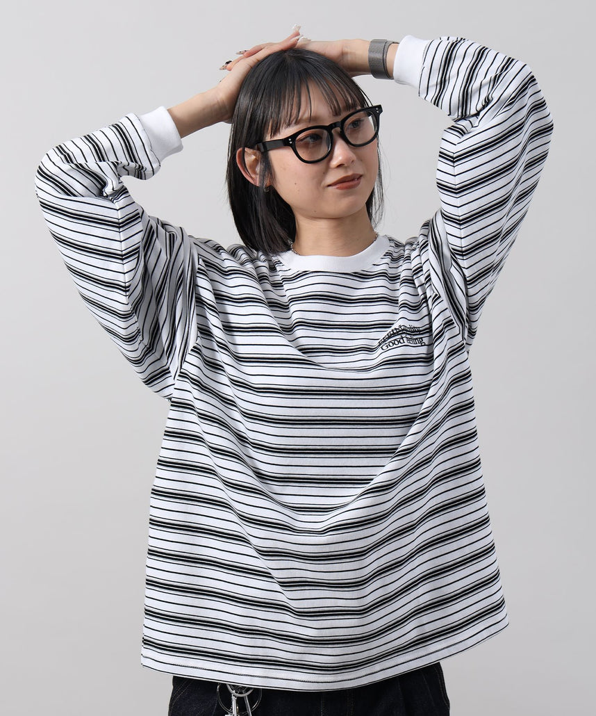 FFEIN(フェイン)】ロゴ刺繍マルチボーダーロングスリーブTシャツ