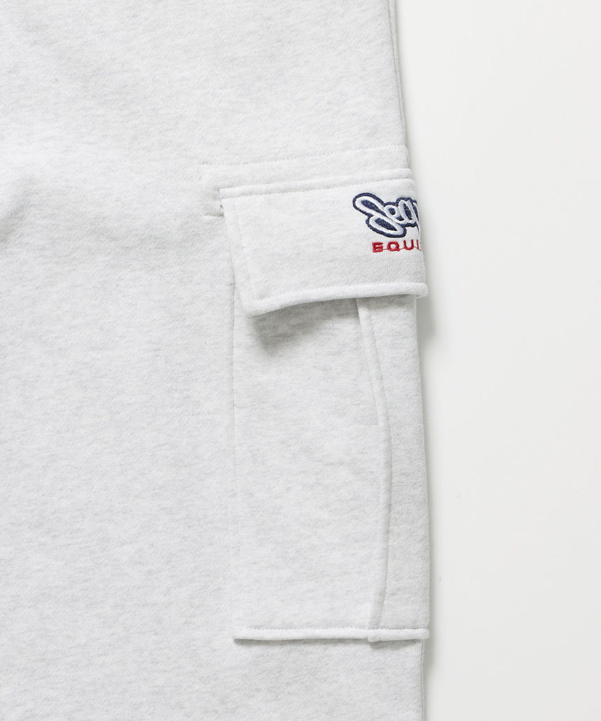 SEQUENZ 90s UTILITY CARGO SWEAT PANTS / ロゴ 刺繍 カーゴ ポケット 
