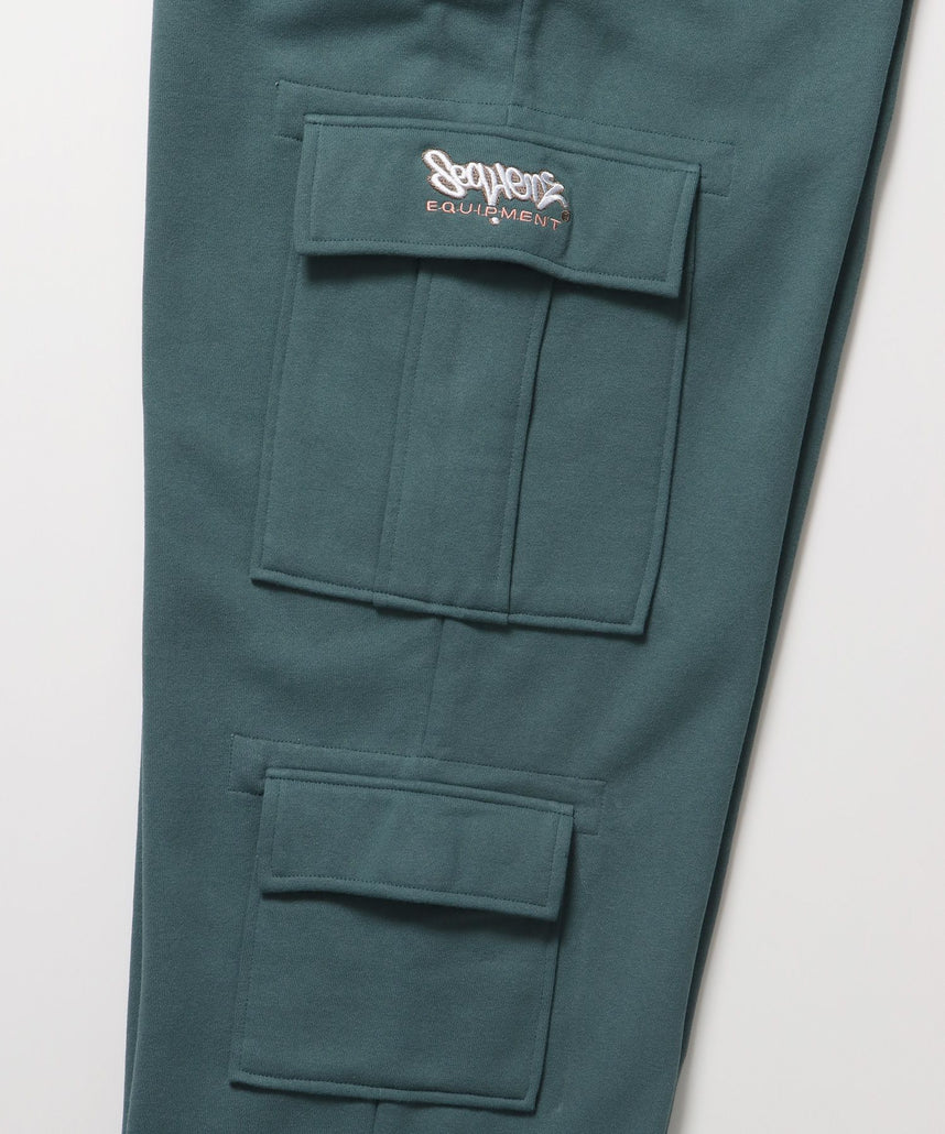 SEQUENZ】 90s UTILITY CARGO SWEAT PANTS / ロゴ 刺繍 カーゴ