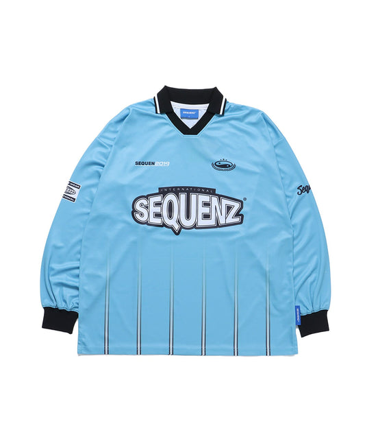 【SEQUENZ】 SQNZ L/S GAME SHIRT/ 機能素材 吸水速乾 ストライプ ビックシルエット ルーズフィット ワンポイント ブランドロゴ プルオーバー Vネック 配色 リブライン 柄82