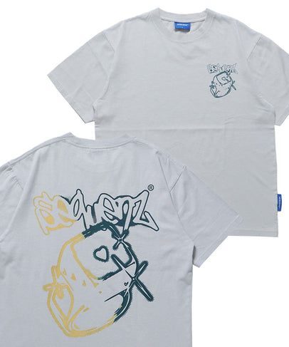 PRECIOUS FADE S/S TEE / 温感プリント 半袖Tシャツ クルーネック ブランドロゴ ハードバイオライトグレー