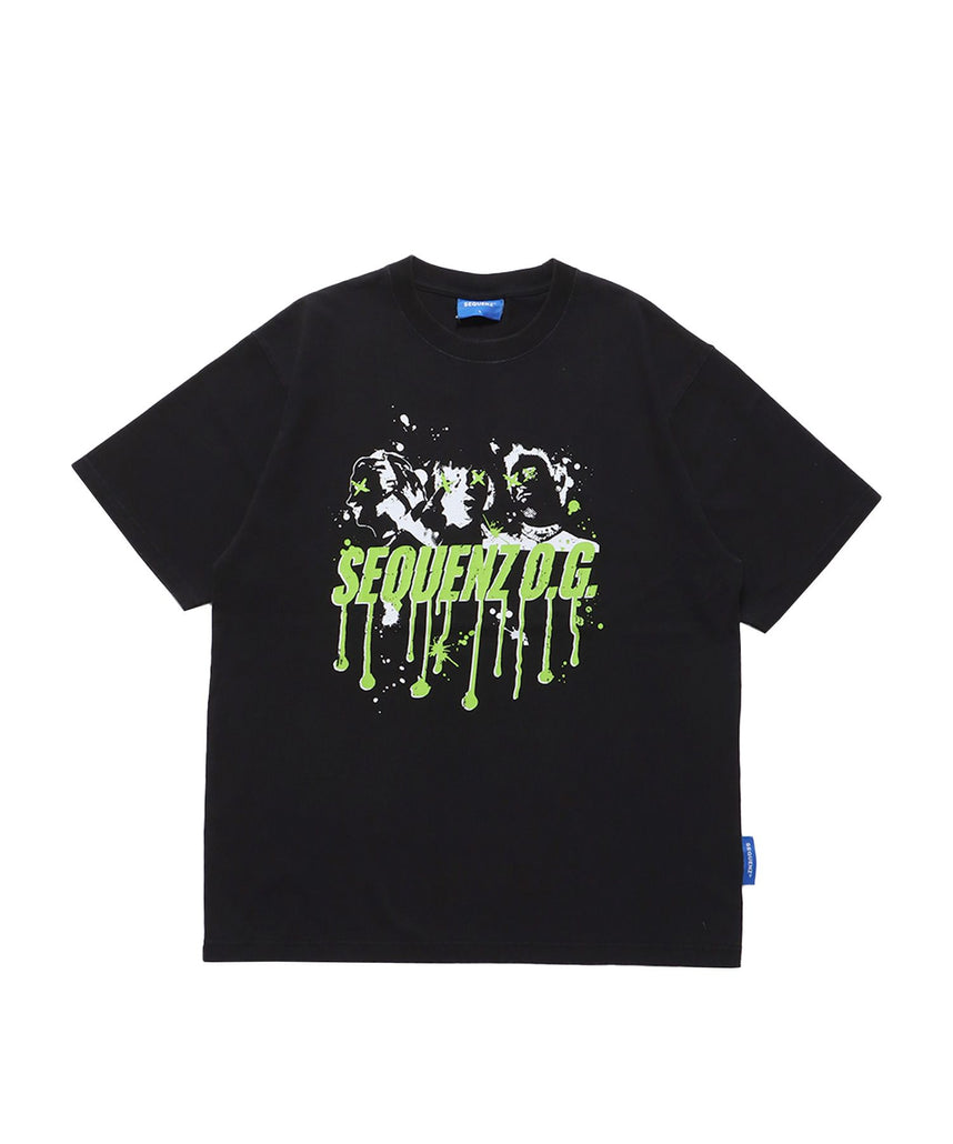 【SEQUENZ】TOUR FADE S/S TEE / 半袖Tシャツ クルーネック ブランドロゴ ツアーT バックプリント ハードバイオ ブラック
