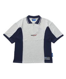 SQNZ SPORT ZIP POLO S/S THERMAL / 衿付き ポロシャツ 配色 パイピング ブランドロゴ ワンポイント ハーフジップ アイボリー