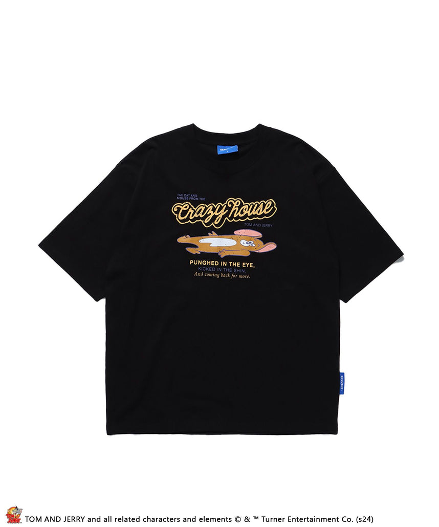 TJ VINTAGE LIKE TEE LAYERED / 半袖Tシャツ ロンT 2枚セット ワンポイント バックプリント レイヤード 長袖Tシャツ  TOM and JERRY ブラック