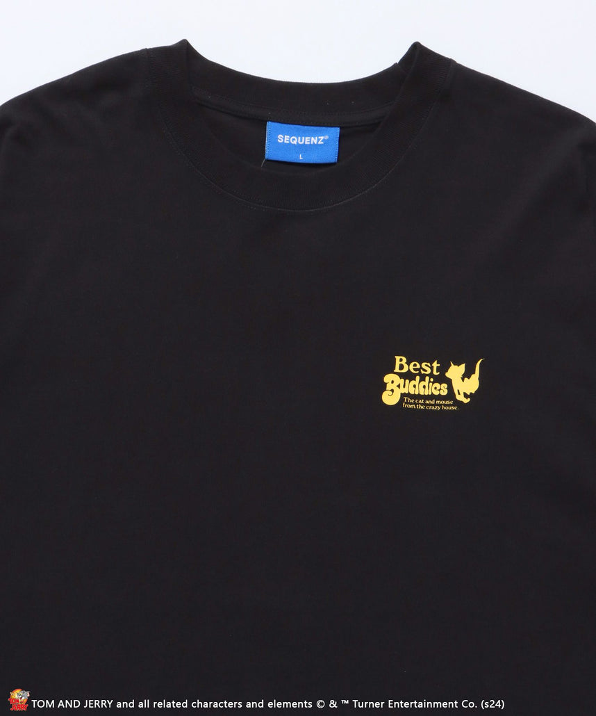 TJ 90s BUDDIES S/S TEE / 半袖Tシャツ クルーネック ワンポイント バックプリント TOM and JERRY トムジェリ ブラック