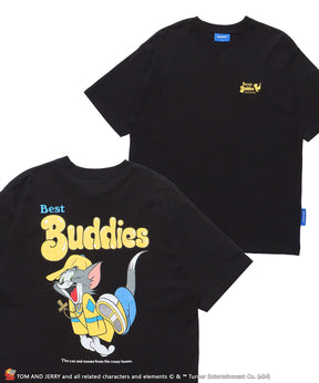 TJ 90s BUDDIES S/S TEE / 半袖Tシャツ クルーネック ワンポイント バックプリント TOM and JERRY トムジェリ ブラック