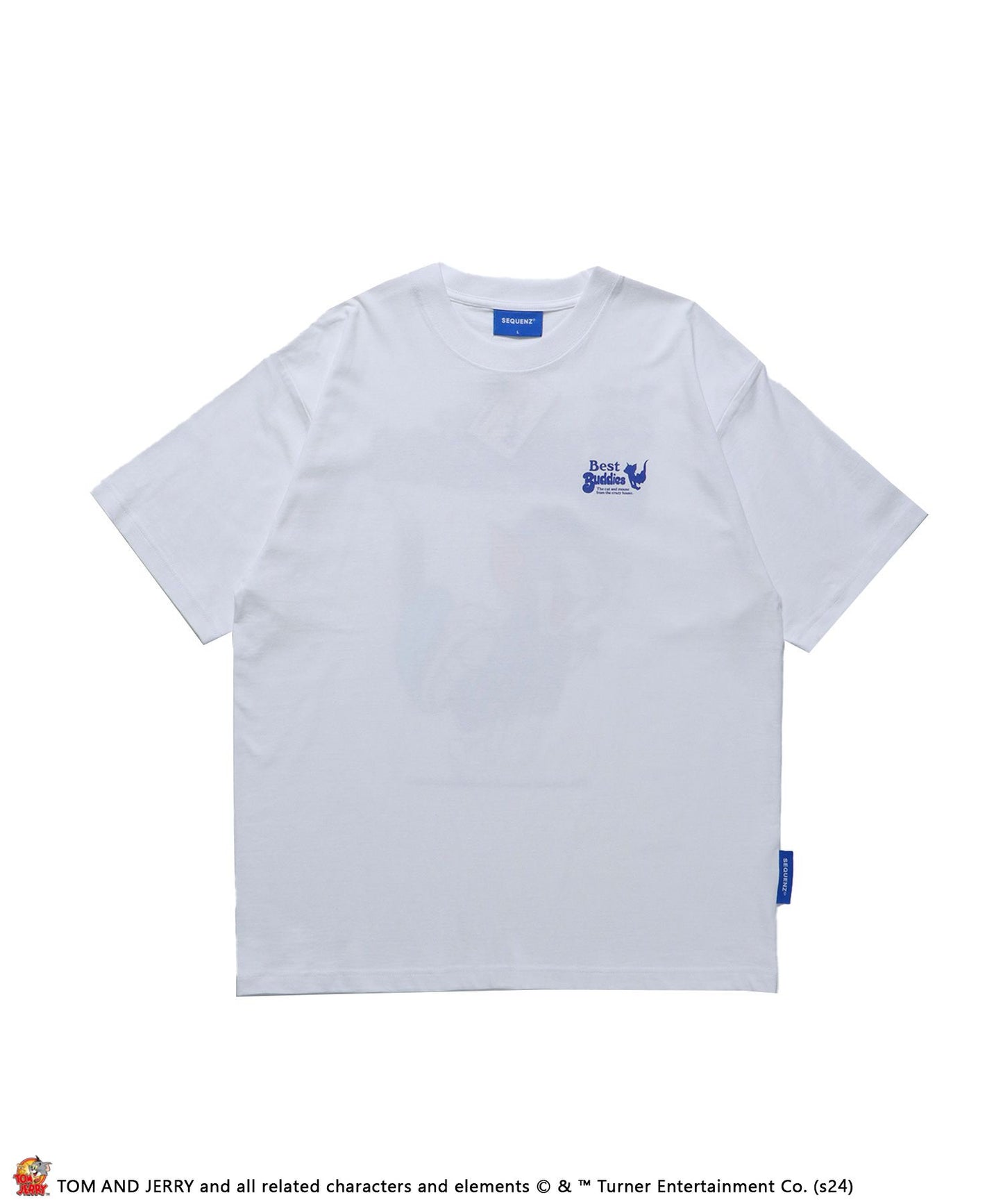 【SEQUENZ】TJ 90s BUDDIES S/S TEE / 半袖Tシャツ クルーネック ワンポイント バックプリント TOM&JERRY トムジェリ ホワイト