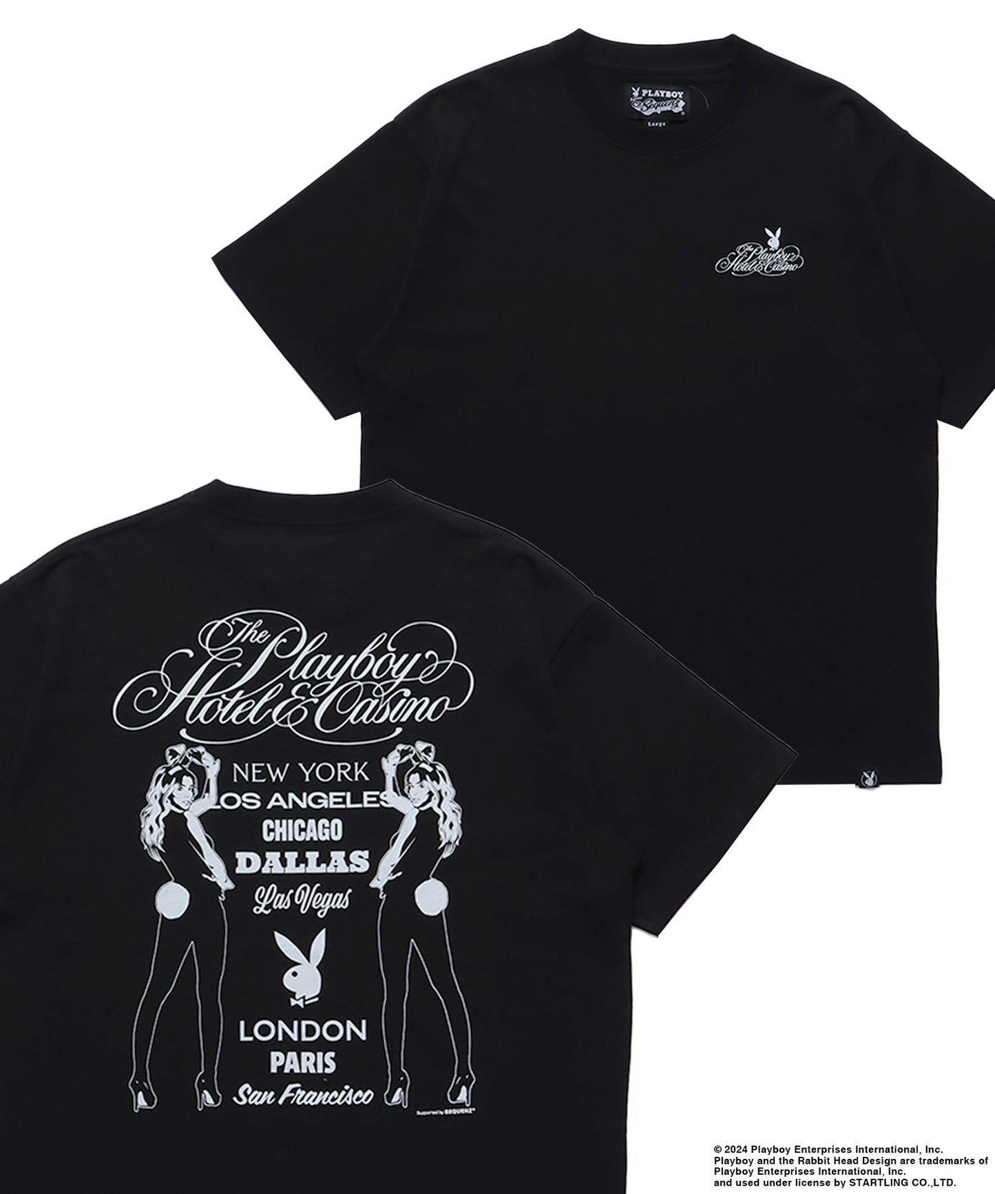 【SEQUENZ】PBHC TOUR S/S TEE / プレイボーイ 半袖Tシャツ バックプリント フロント ブランドロゴ バニーヘッド ガール ブラック