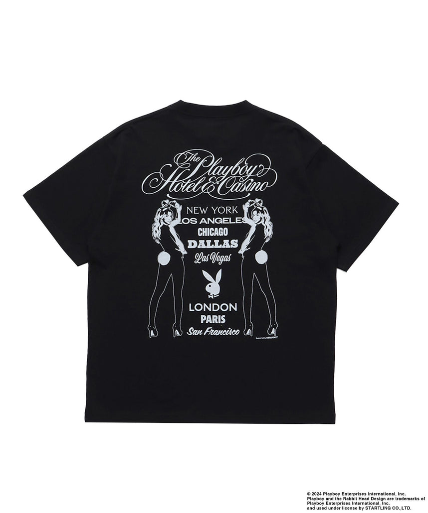 【SEQUENZ】PBHC TOUR S/S TEE / プレイボーイ 半袖Tシャツ バックプリント フロント ブランドロゴ バニーヘッド ガール ブラック