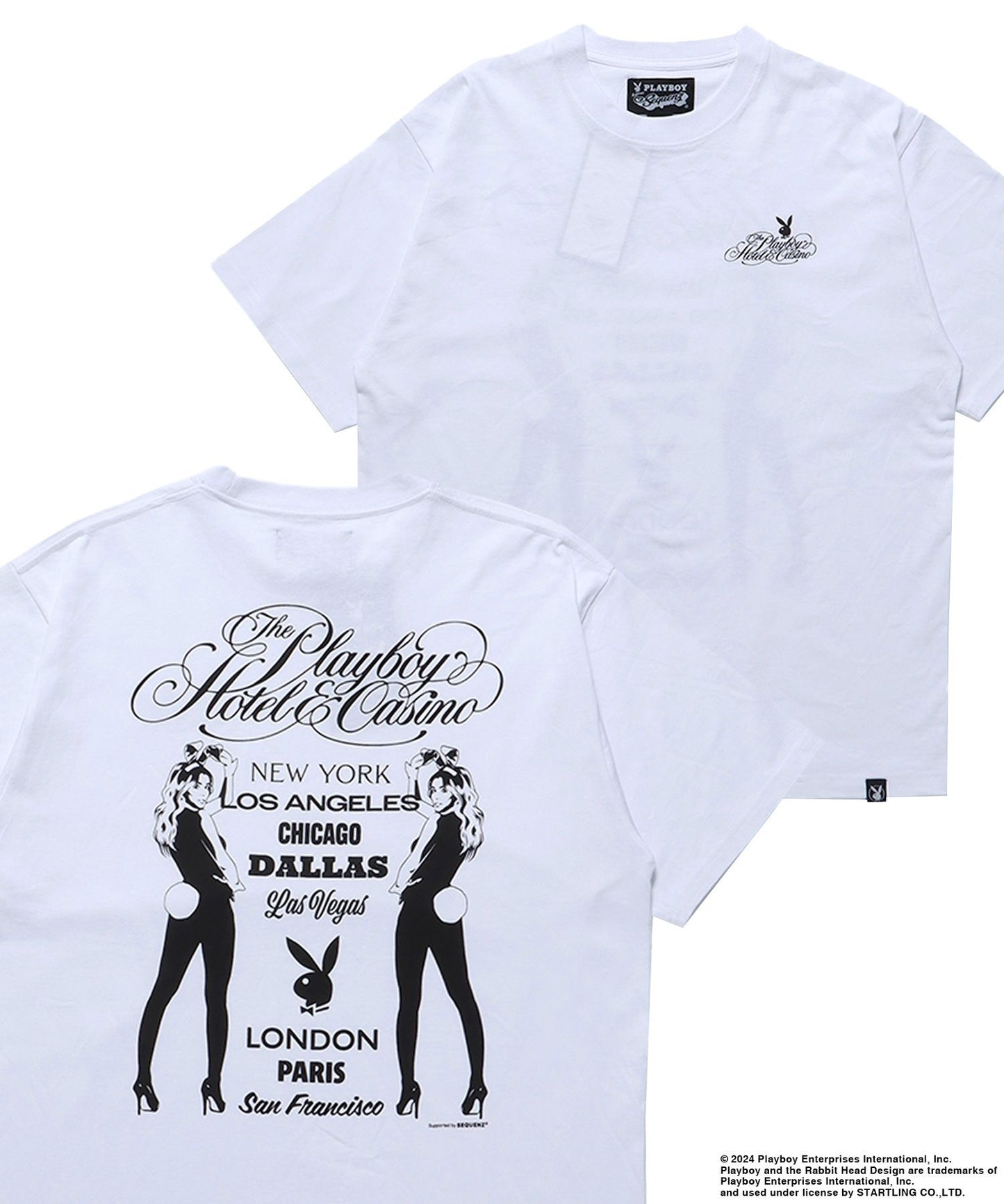 【SEQUENZ】PBHC TOUR S/S TEE / プレイボーイ 半袖Tシャツ バックプリント フロント ブランドロゴ バニーヘッド ガール ホワイト