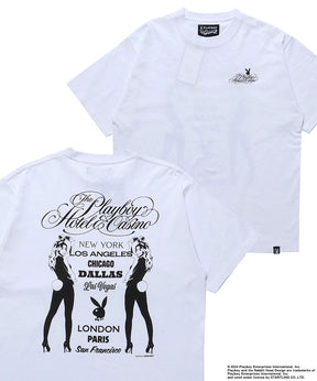 PBHC TOUR S/S TEE / プレイボーイ 半袖Tシャツ バックプリント フロント ブランドロゴ バニー ガール ホワイト