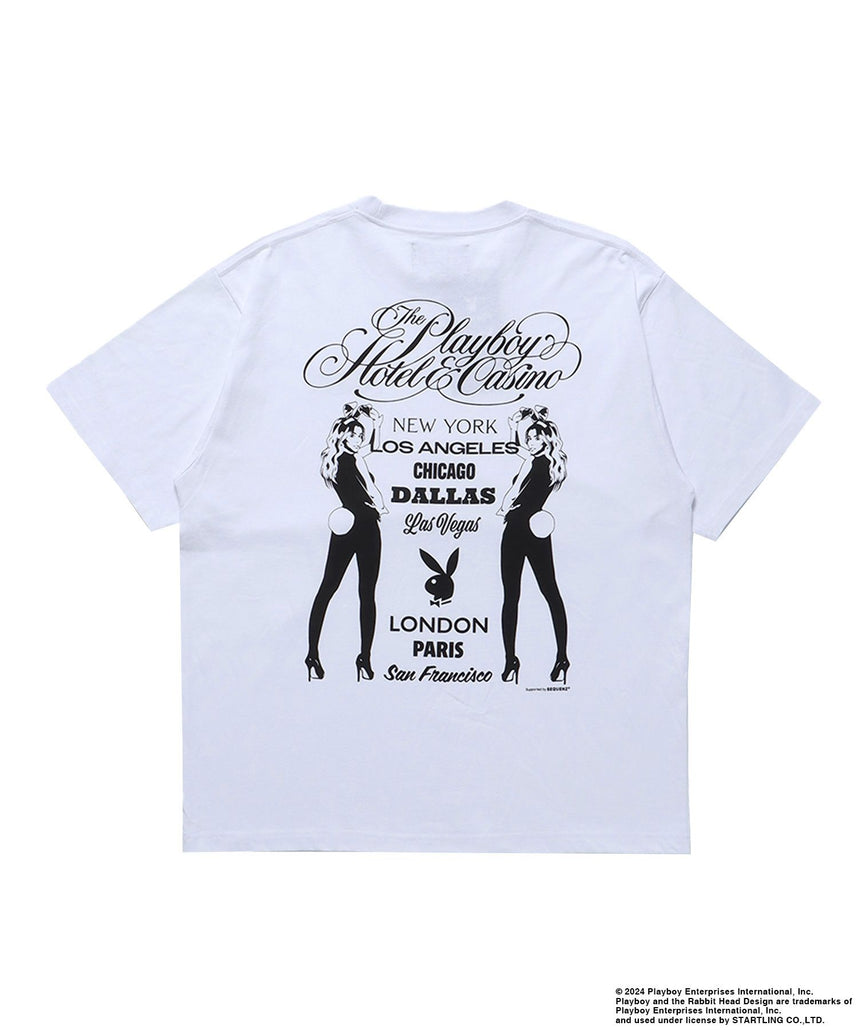 【SEQUENZ】PBHC TOUR S/S TEE / プレイボーイ 半袖Tシャツ バックプリント フロント ブランドロゴ バニーヘッド ガール ホワイト