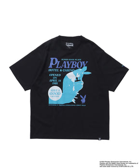 PBHC FLYER S/S TEE / プレイボーイ 半袖Tシャツ バックプリント 刺繍 ブランドロゴ バニー ガール ブラック