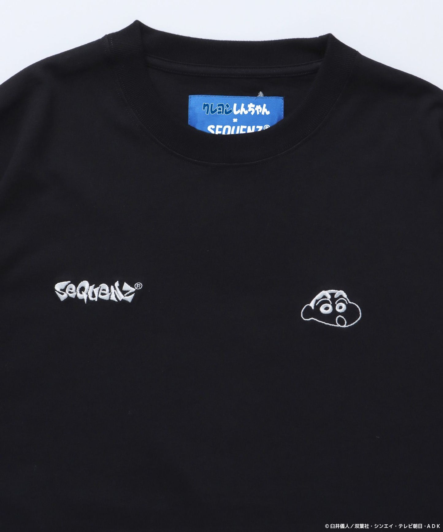 CS×SQNZ GRAFFITI S/S TEE / クレヨンしんちゃん 半袖Tシャツ クルーネック ワンポイント バックプリント 刺繍 ブラック
