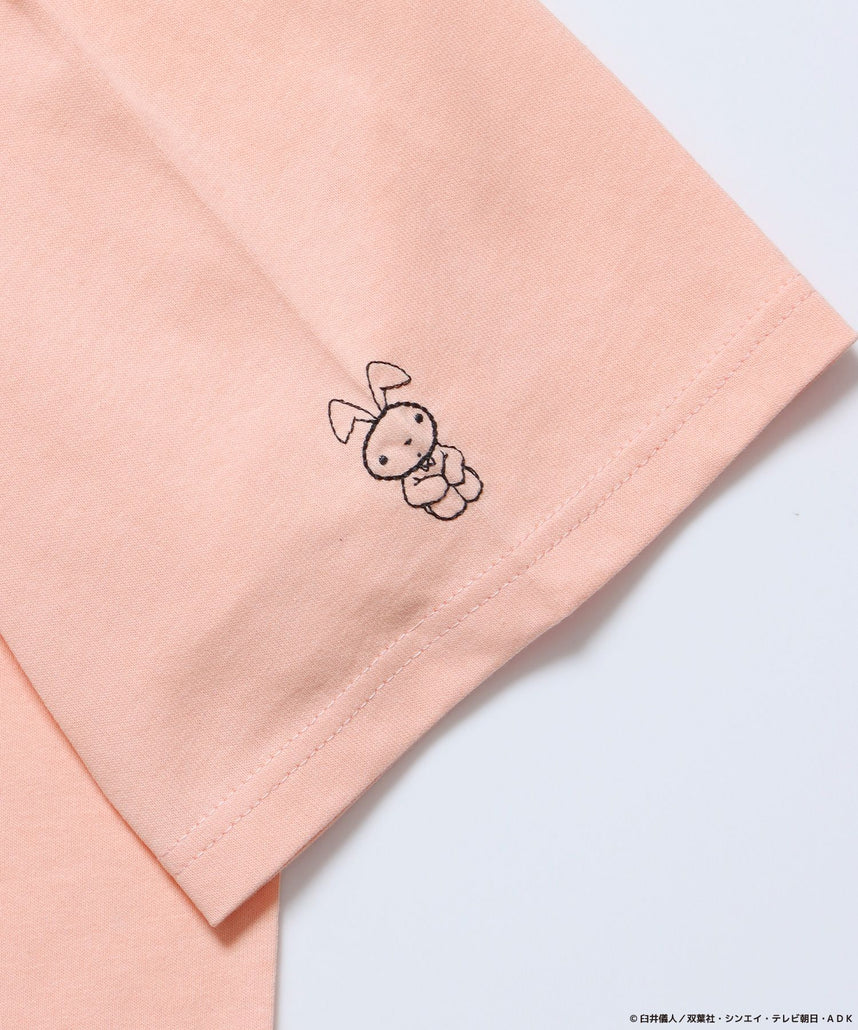 CS NENE EMB. S/S TEE / クレヨンしんちゃん 半袖Tシャツ クルーネック ワンポイント 刺繍 ピンク