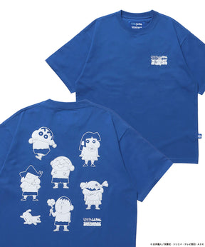 CS×SQNZ BOUEITAI S/S TEE / クレヨンしんちゃん 半袖Tシャツ クルーネック ワンポイント バックプリント ブルー
