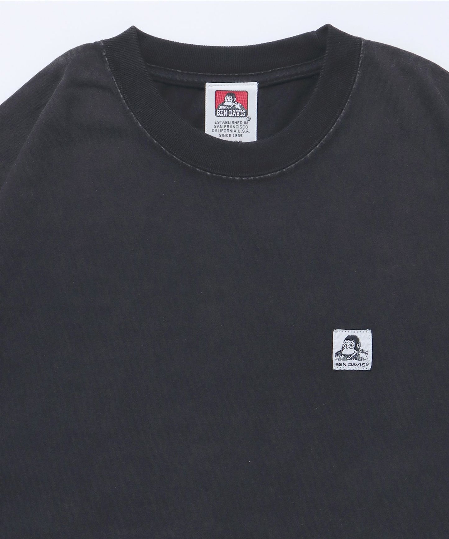 WASHED LABEL BIG TEE / 6色展開 フェード 古着風 クルーネック ブランドタグ 定番 無地 半袖Tシャツ ゴリラ ブラック