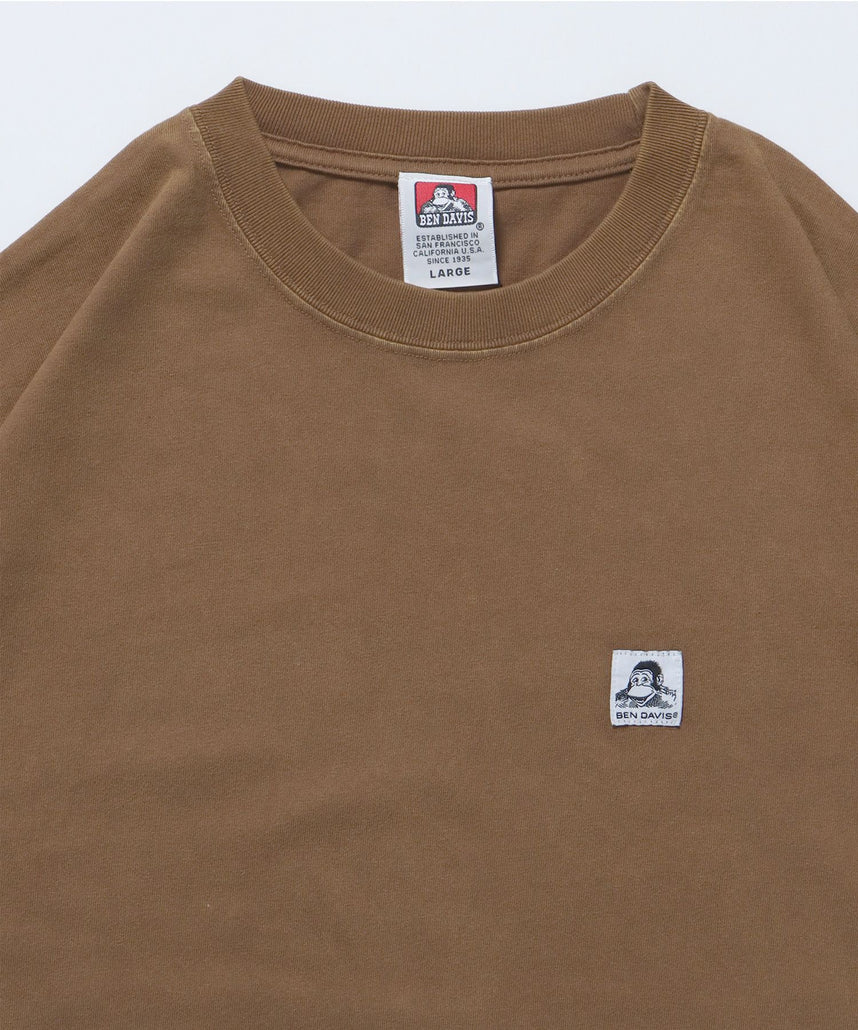 WASHED LABEL BIG TEE / 6色展開 フェード 古着風 クルーネック ブランドタグ 定番 無地 半袖Tシャツ ゴリラ キャメル