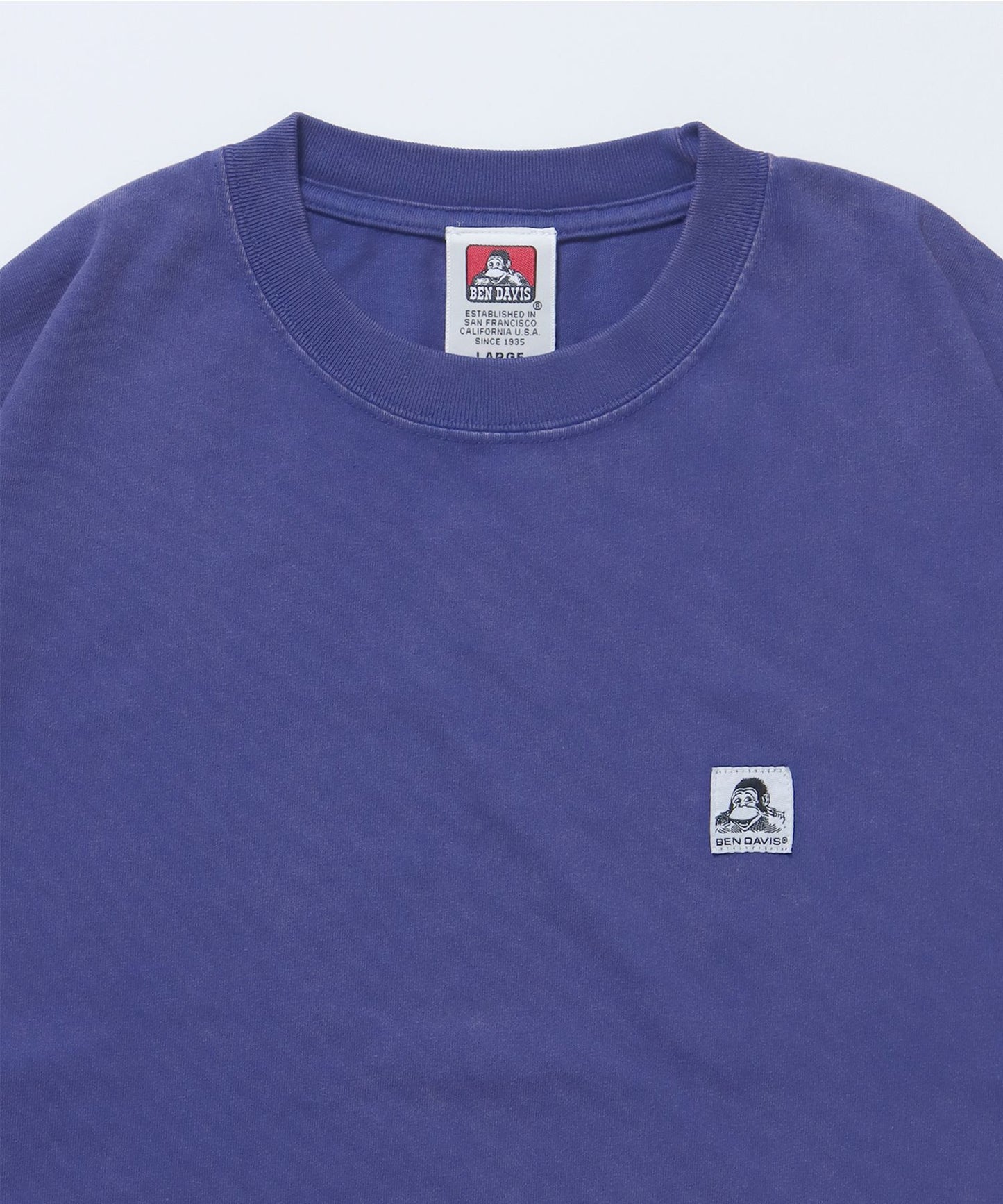 WASHED LABEL BIG TEE / 6色展開 フェード 古着風 クルーネック ブランドタグ 定番 無地 半袖Tシャツ ゴリラ ブルー