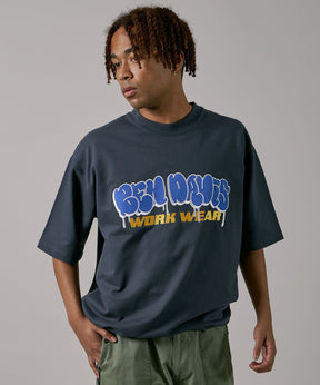 GRAFFITI S/S CREW / ドローコード 半袖Tシャツ ロゴ刺繍 クルーネック オーバーサイズ ゴリラ ブランドロゴ ブラック