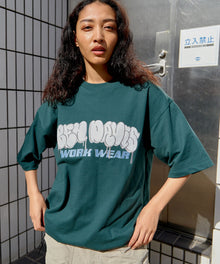 GRAFFITI S/S CREW / ドローコード 半袖Tシャツ ロゴ刺繍 クルーネック オーバーサイズ ゴリラ ブランドロゴ ダークグリーン