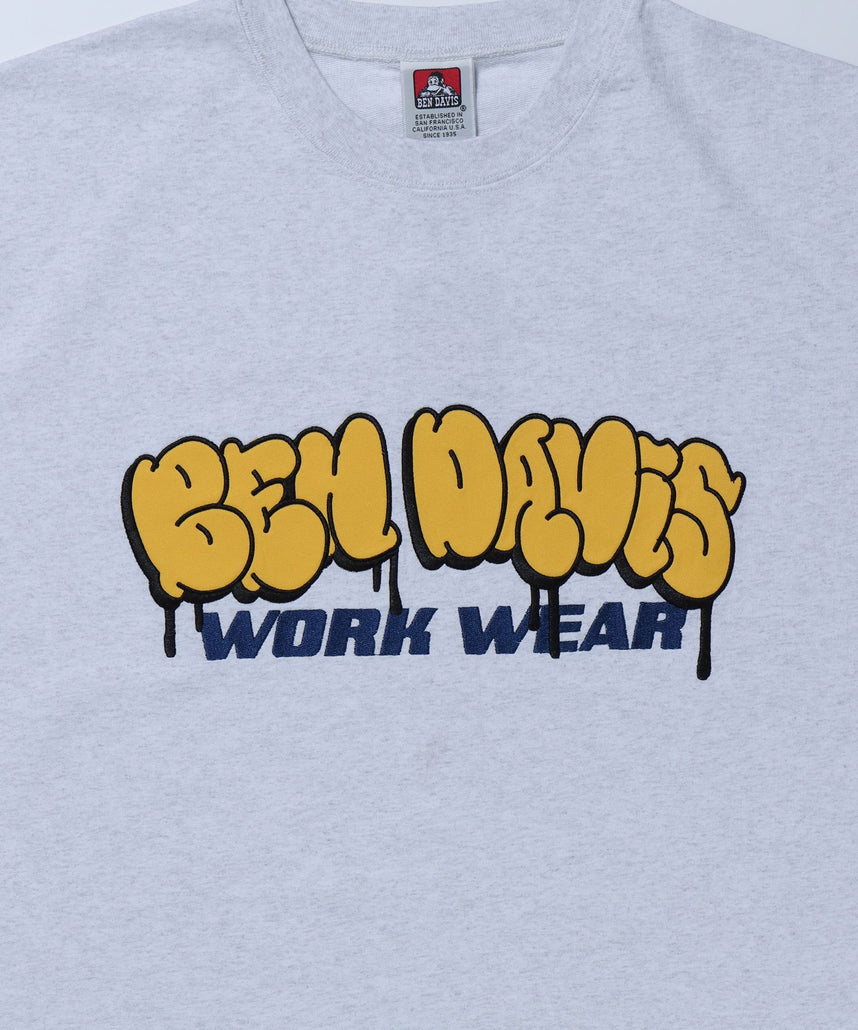 GRAFFITI S/S CREW / ドローコード 半袖Tシャツ ロゴ刺繍 クルーネック オーバーサイズ ゴリラ ブランドロゴ オフホワイト