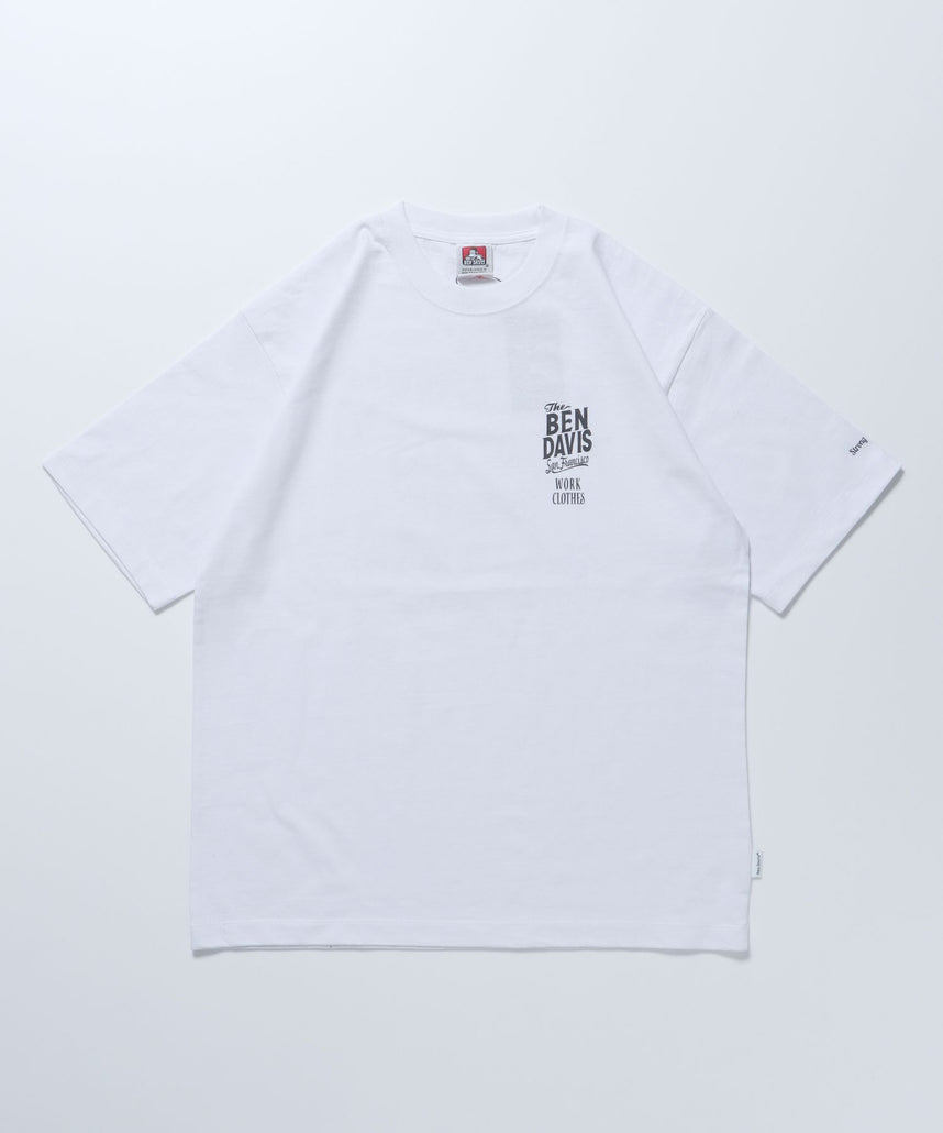 【BEN DAVIS(ベンデイビス)】CLASSIC LOGO TEE / 半袖Tシャツ ロゴ刺繍 クルーネック オーバーサイズ ブランドロゴ フロント ルード ホワイト