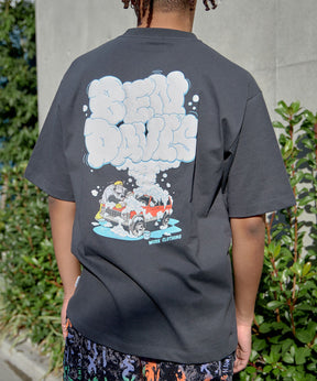 WASHING A CAR TEE / 半袖Tシャツ クルーネック オーバーサイズ ブランドロゴ フロント 発泡 チャコール
