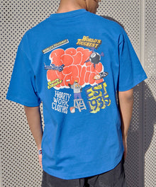 OVERLAP TEE / クルーネック 半袖Tシャツ バップリント ワンポイント Tシャツ グラフィティー オーバーラップ ゴリラ ８ボール ブランドロゴ ブルー