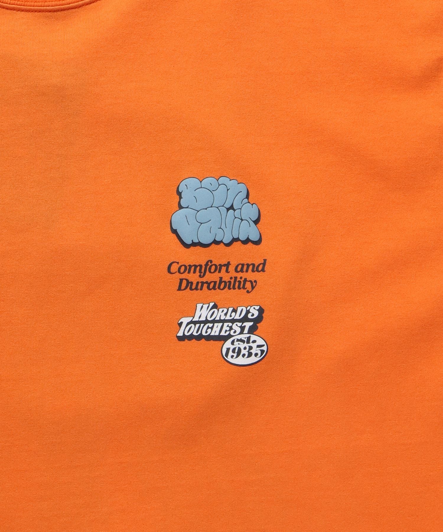 OVERLAP TEE / クルーネック 半袖Tシャツ バップリント ワンポイント Tシャツ グラフィティー オーバーラップ ゴリラ ８ボール ブランドロゴ オレンジ