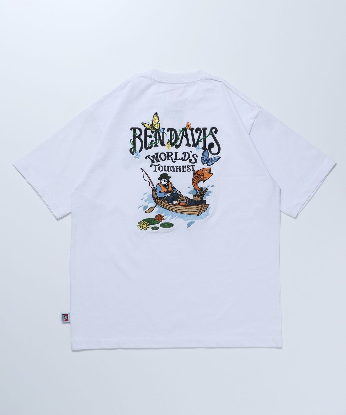 【BEN DAVIS(ベンデイビス)】FLOATING BOAT TEE / 半袖Tシャツ クルーネック オーバーサイズ ブランドロゴ 刺繍 ホワイト