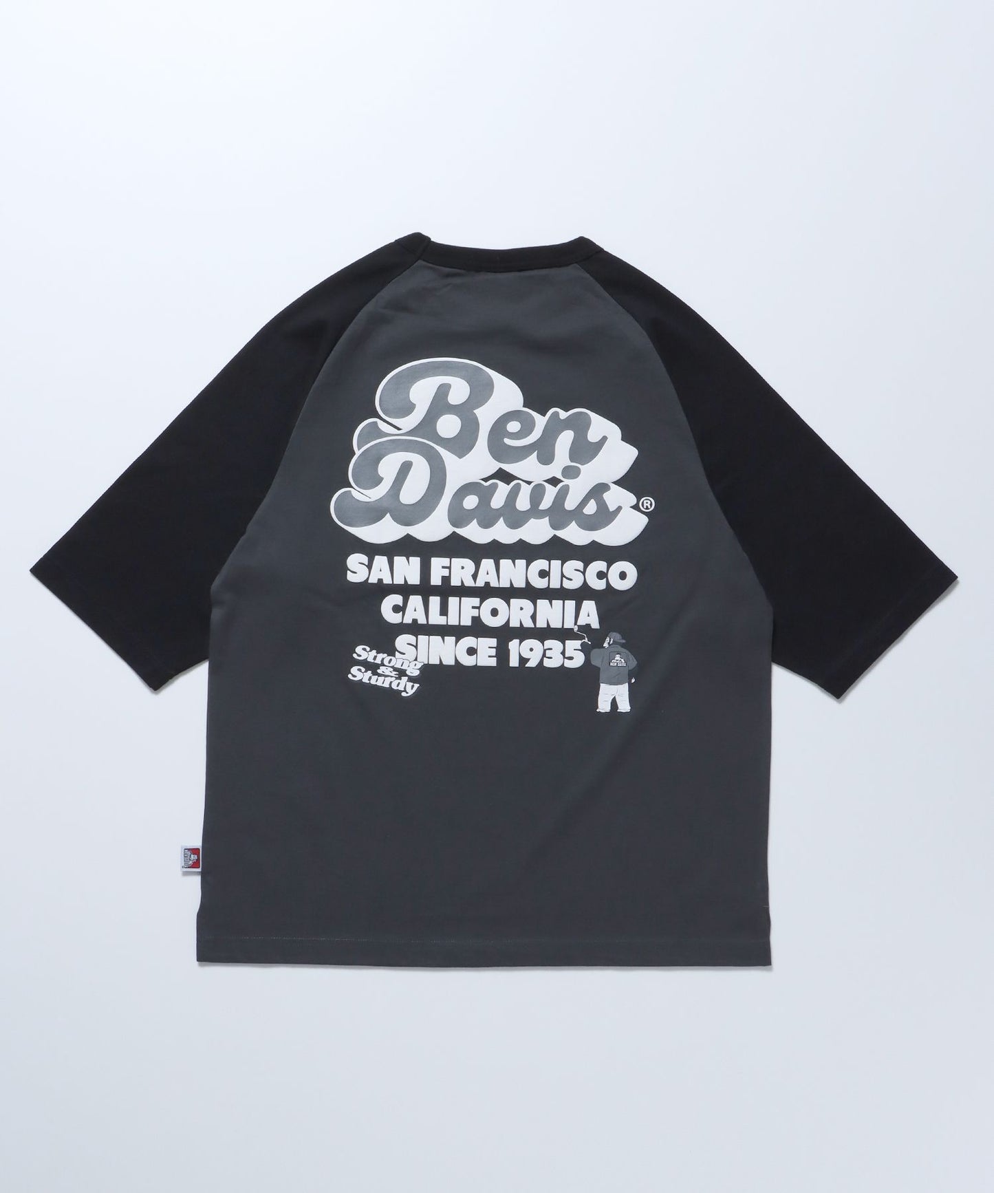 【BEN DAVIS(ベンデイビス)】70's LOGO RAGLAN TEE / 半袖Tシャツ ラグラン クルーネック オーバーサイズ ブランドロゴ チャコール