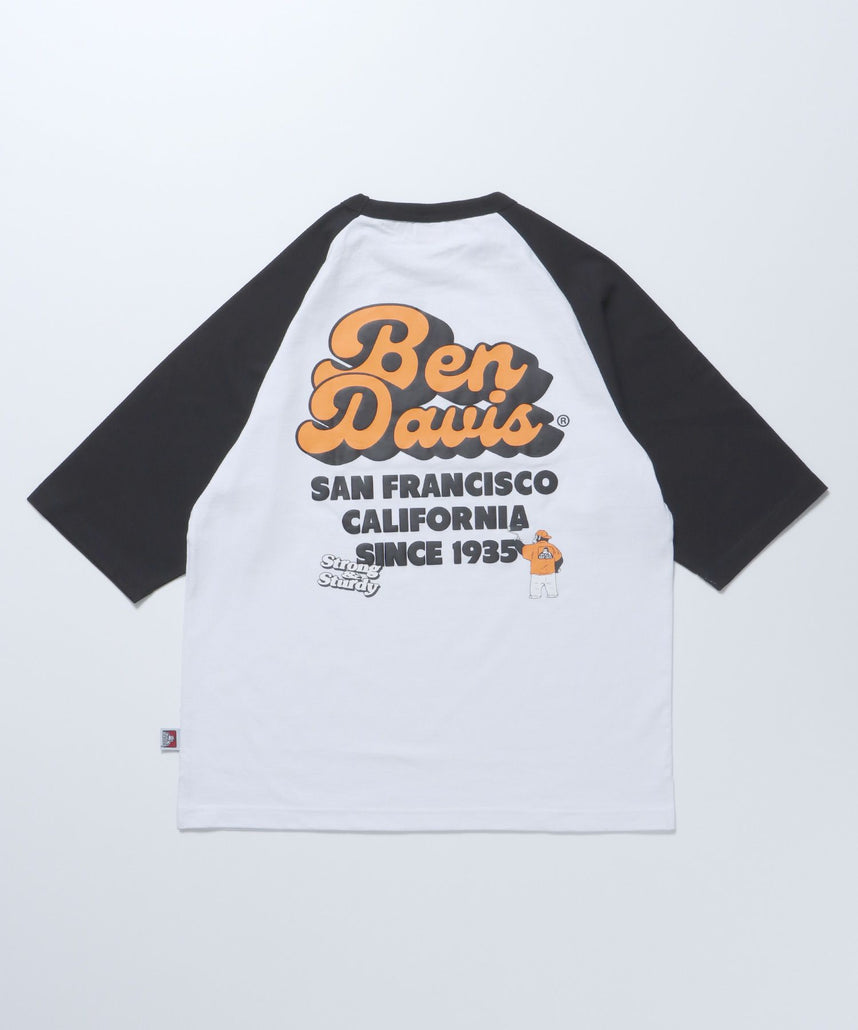 【BEN DAVIS(ベンデイビス)】70's LOGO RAGLAN TEE / 半袖Tシャツ ラグラン クルーネック オーバーサイズ ブランドロゴ ブラック