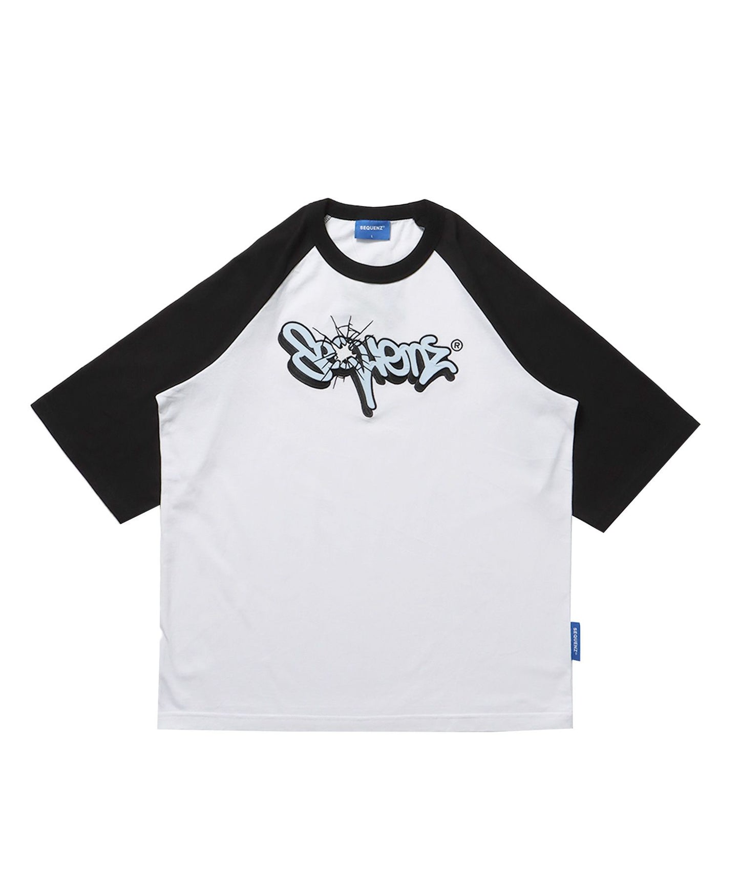 【SEQUENZ（シークエンズ）】BRAKE LOGO RAGLAN S/S TEE / ラグラン Tシャツ 刺繍 ワッペン ロゴ 半袖 シンプル ホワイト