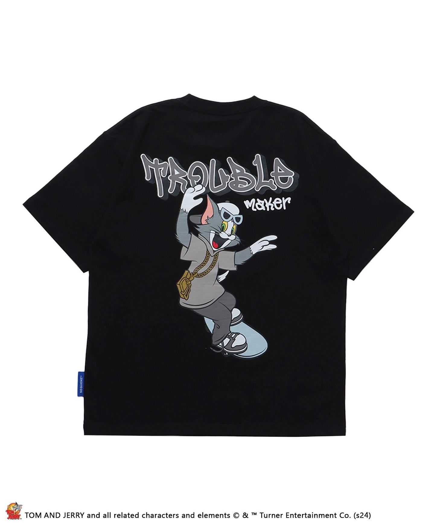 【SEQUENZ（シークエンズ）】TJ 90s SK8 S/S TEE / TOM and JERRY トムジェリ スケート Tシャツ グラフィティ プリント 半袖 ブラック