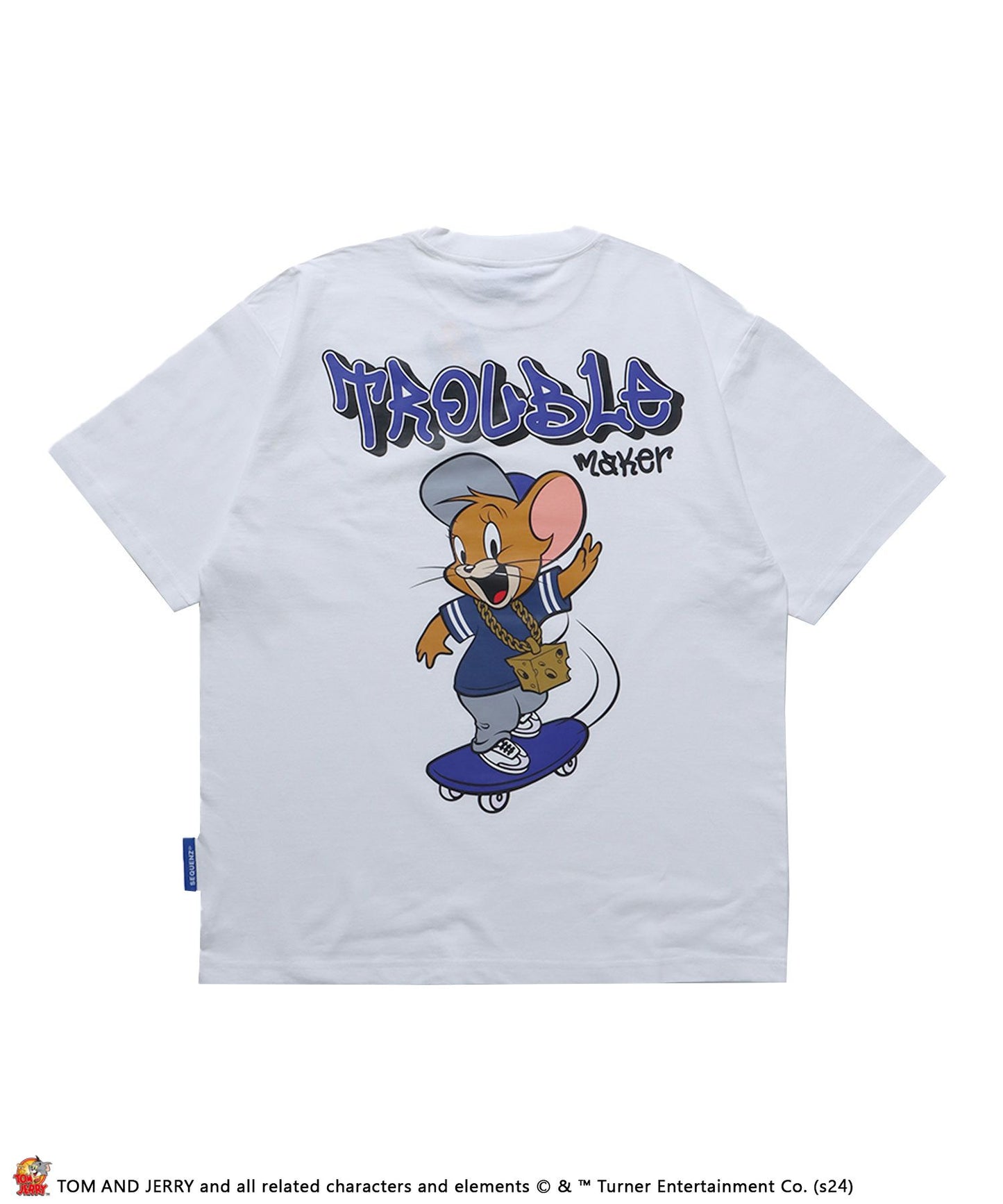 【SEQUENZ（シークエンズ）】TJ 90s SK8 S/S TEE / TOM and JERRY トムジェリ スケート Tシャツ グラフィティ プリント 半袖 ホワイト
