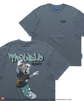 TJ 90s SK8 S/S TEE / TOM and JERRY トムジェリ スケート Tシャツ グラフィティ プリント 半袖 ブルー