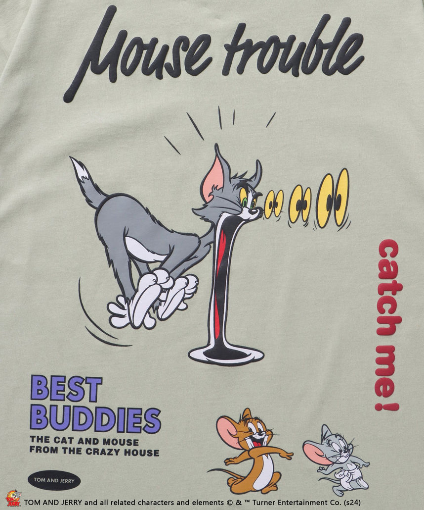 TJ MOUSE TROUBLE PUFF S/S TEE / TOM and JERRY トムジェリ コラージュ Tシャツ グラフィック プリント 半袖 ミント
