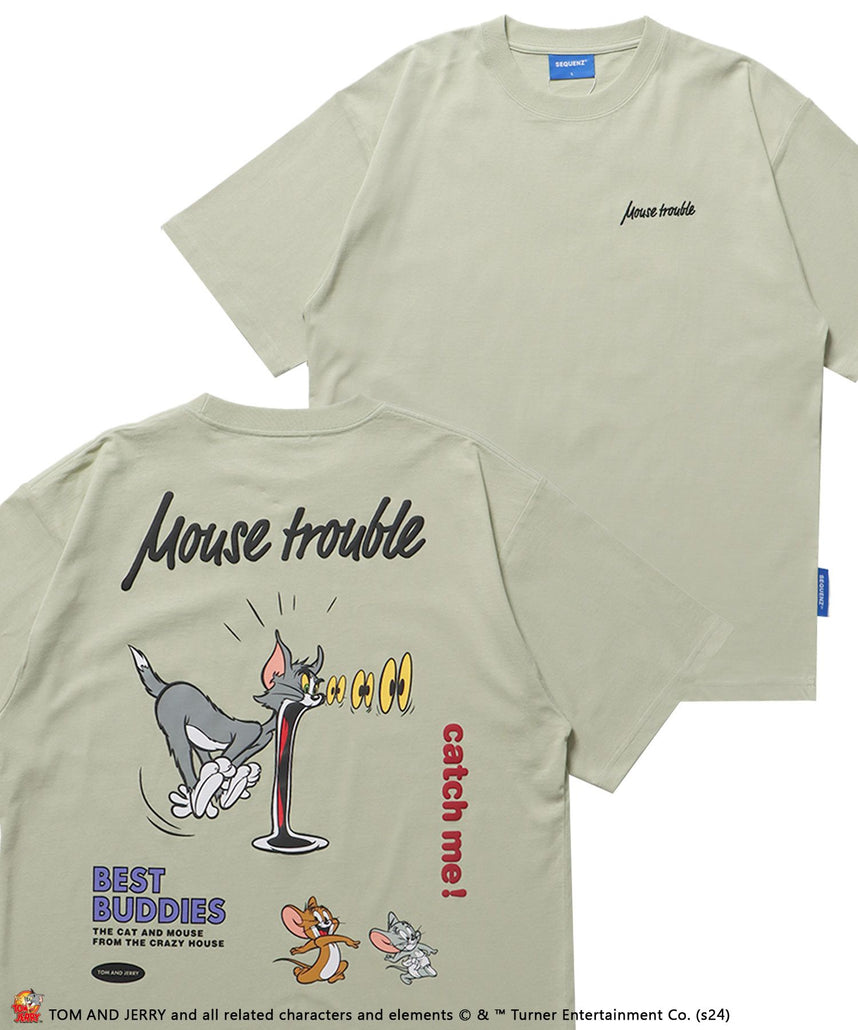 【SEQUENZ（シークエンズ）】TJ MOUSE TROUBLE PUFF S/S TEE / TOM and JERRY トムジェリ コラージュ Tシャツ グラフィック プリント 半袖 ミント