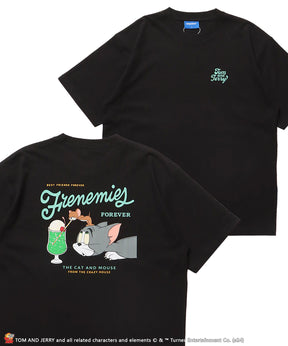 TJ SANDWICH SHOP S/S TEE / TOM and JERRY トムジェリ アメリカンダイナー Tシャツ レトロ クリームソーダ プリント 半袖 ブラック