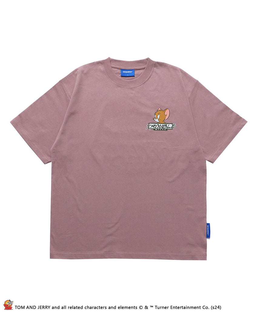【SEQUENZ（シークエンズ）】TJ GRAFFITI S/S TEE / TOM and JERRY トムジェリ Tシャツ スケーター グラフィティー 発泡 プリント 半袖 ピンク