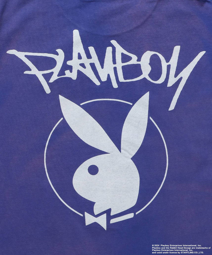 PB O.G LOGO FADE S/S TEE / PLAYBOY×Sequenz フェード加工 90s ヴィンテージ Tシャツ グラフィティ プリント 半袖 ブルー