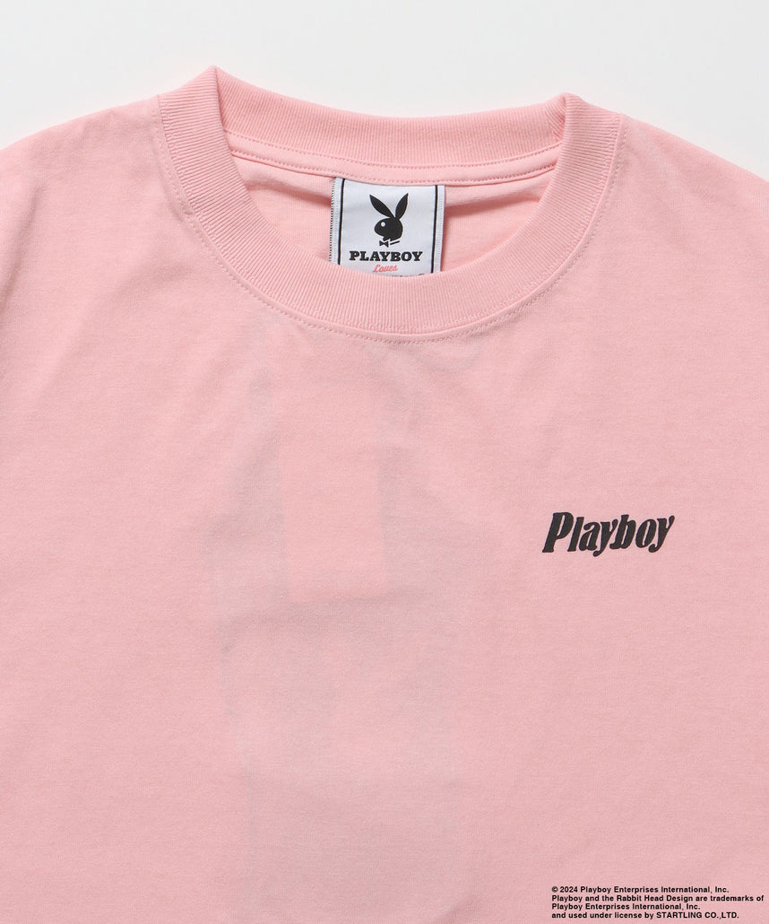 PB SPRAY×BUNNY EMB. S/S TEE / PLAYBOY×Sequenz スプレー Tシャツ グラフィック バニー 刺繍 半袖 ライトピンク