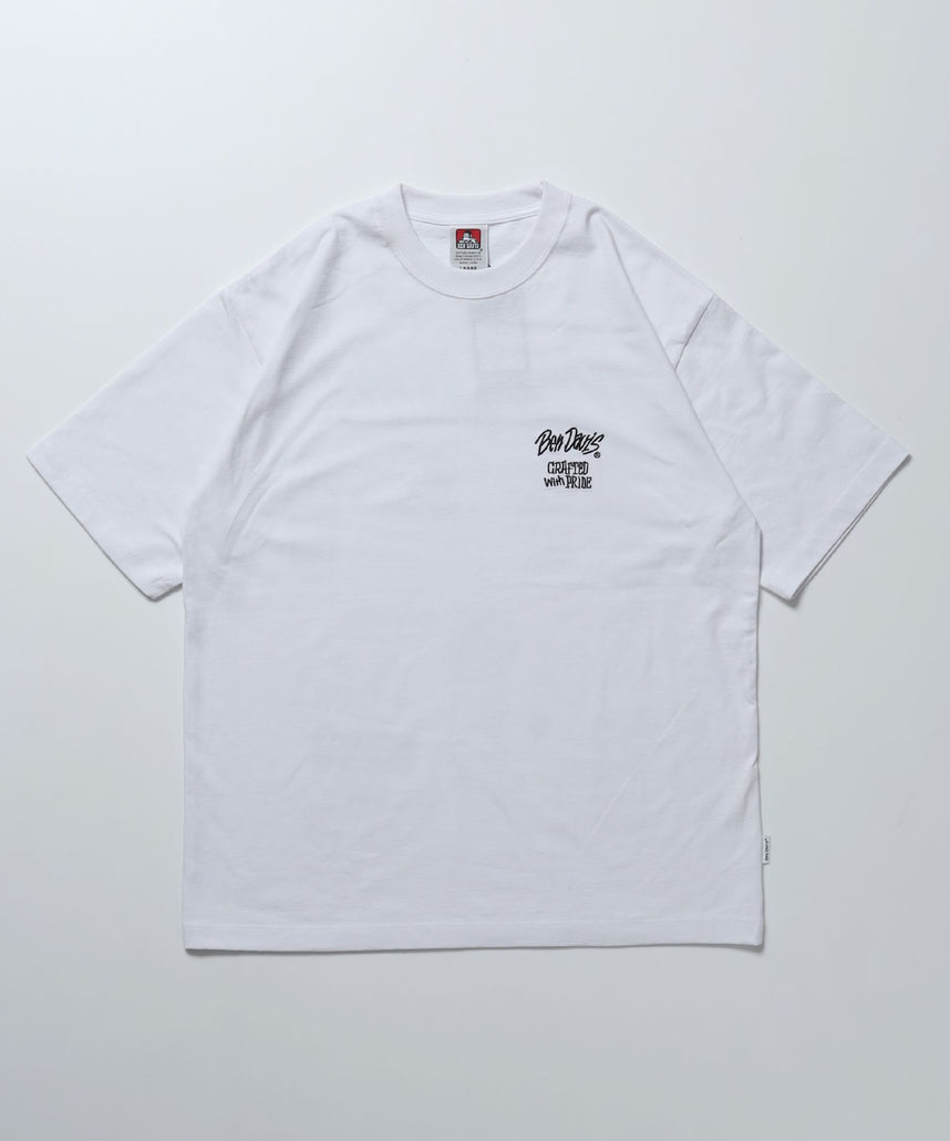 【BEN DAVIS（ベンデイビス）】TAGGING TEE / スケーター モノトーン Tシャツ ロゴ 刺繍 半袖 ホワイト