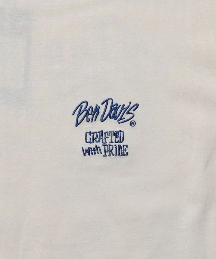 TAGGING TEE / スケーター モノトーン Tシャツ ロゴ 刺繍 半袖 ホワイト × ブルー