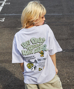BUBBLE LETTERS TEE NV / スケーター プリント Tシャツ ストリート ロゴ 刺繍 半袖 オフホワイト