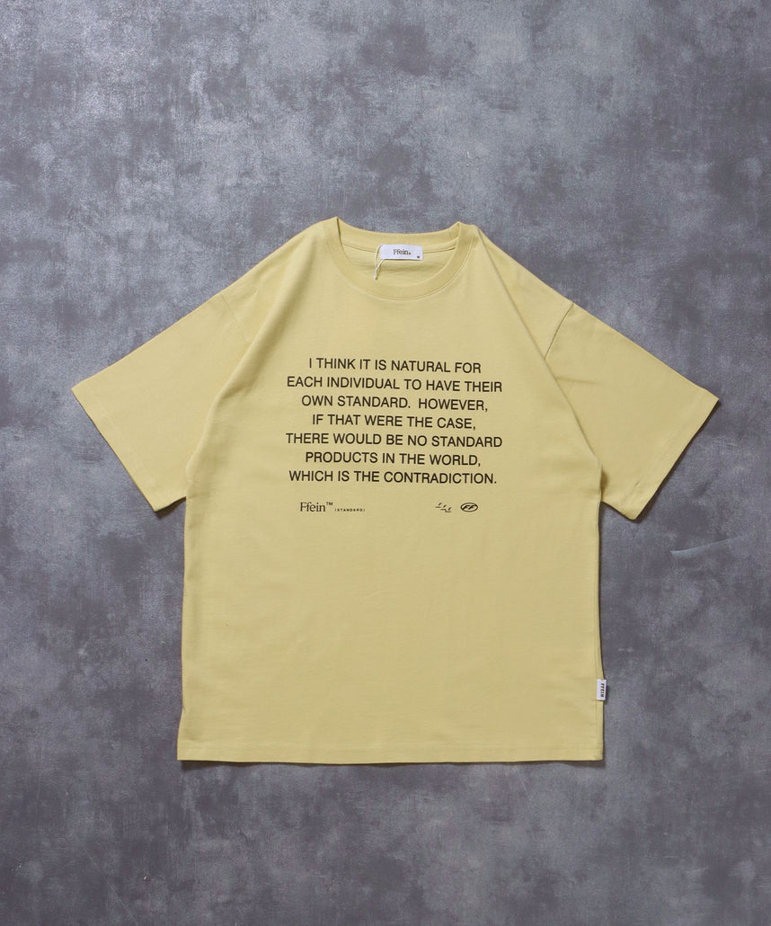 【FFEIN(フェイン)】メッセージPT TEE / Tシャツ クルーネック 半袖 プリント メッセージロゴ レモンイエロー
