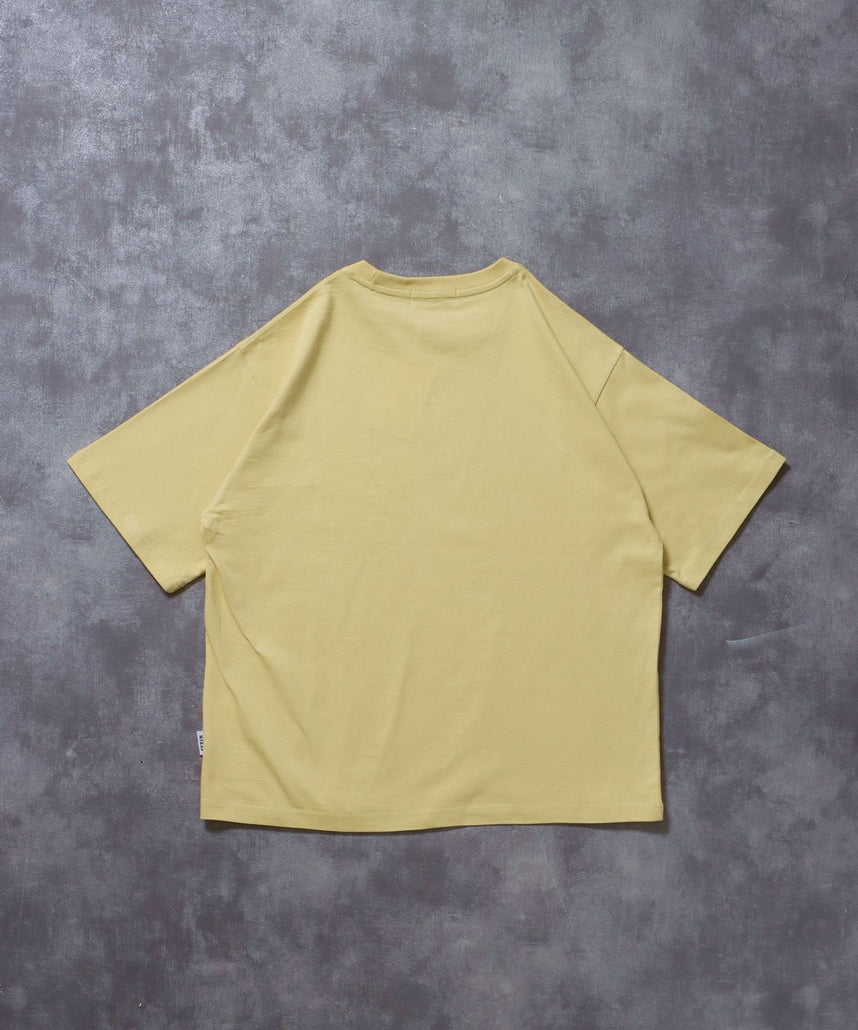 メッセージPT TEE / Tシャツ クルーネック 半袖 プリント メッセージロゴ レモンイエロー