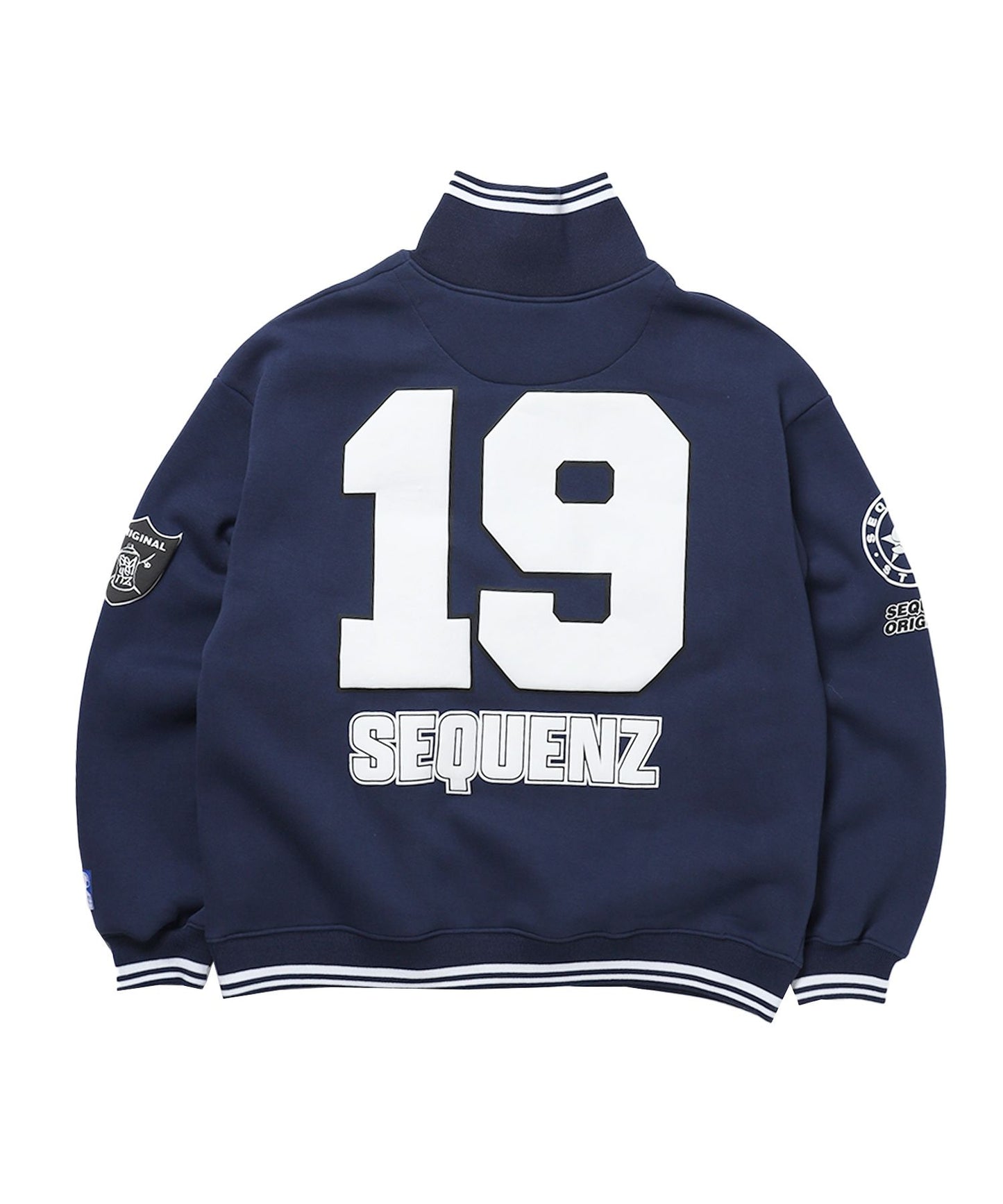 【SEQUENZ（シークエンズ）】90`s FLAVA HALF ZIP SWEAT / ナンバリング ブロークコア オーバーサイズ レトロ 裏起毛 ネイビー