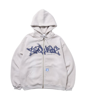FADE ZIP P/K /フェード フルジップ オーバーサイズ ヴィンテージライク センターロゴ 裏起毛 ライトグレー ≪SET UP着用可能≫